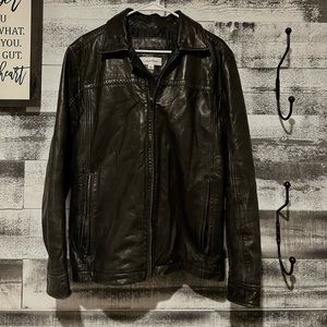 Men’s small black leather Calvin Klein jacket